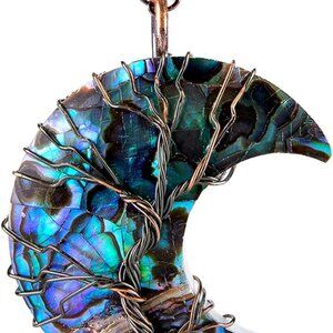 for Women Copper Wire Wrap Gemstones Crystals Natural Stones Necklace Life Tree